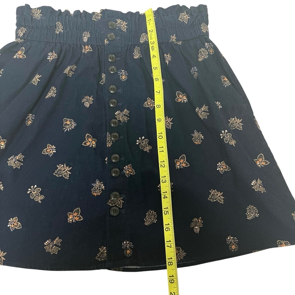 Madewell Women’s Navy Corduroy Floral Paperbag Mini Skirt Small Preppy Feminine. - Picture 5 of 16